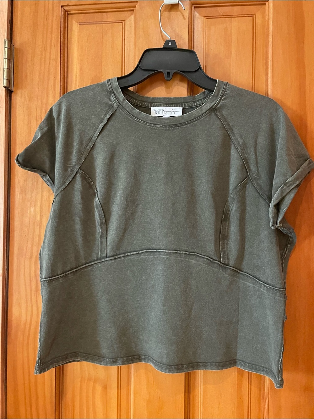 Jessica Simpson Washed Olive Short Sleeve Crewneck Top